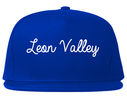 Leon Valley Texas TX Script Mens Snapback Hat Royal Blue