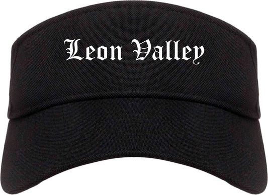 Leon Valley Texas TX Old English Mens Visor Cap Hat Black