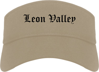 Leon Valley Texas TX Old English Mens Visor Cap Hat Khaki