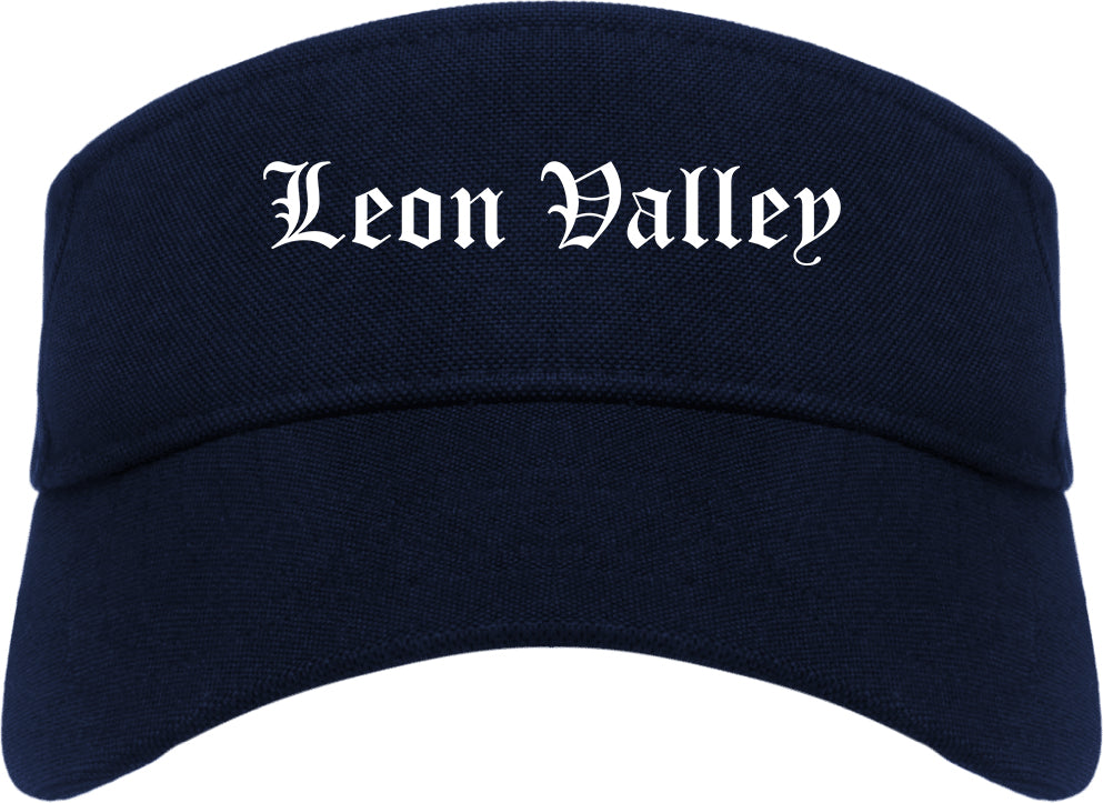 Leon Valley Texas TX Old English Mens Visor Cap Hat Navy Blue