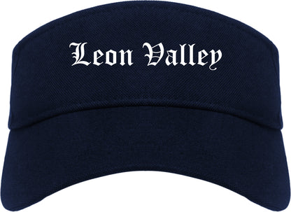 Leon Valley Texas TX Old English Mens Visor Cap Hat Navy Blue