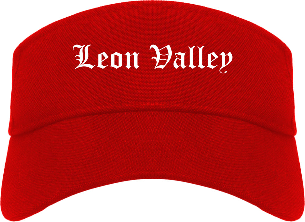 Leon Valley Texas TX Old English Mens Visor Cap Hat Red