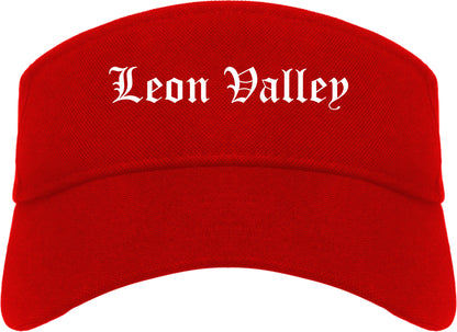 Leon Valley Texas TX Old English Mens Visor Cap Hat Red