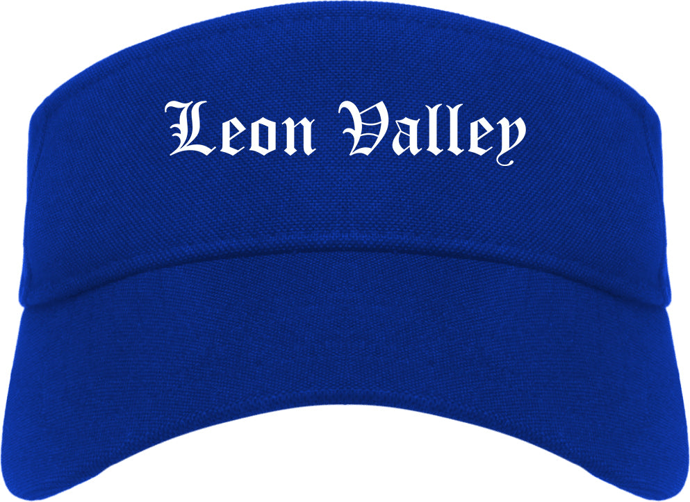 Leon Valley Texas TX Old English Mens Visor Cap Hat Royal Blue