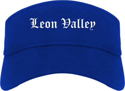 Leon Valley Texas TX Old English Mens Visor Cap Hat Royal Blue