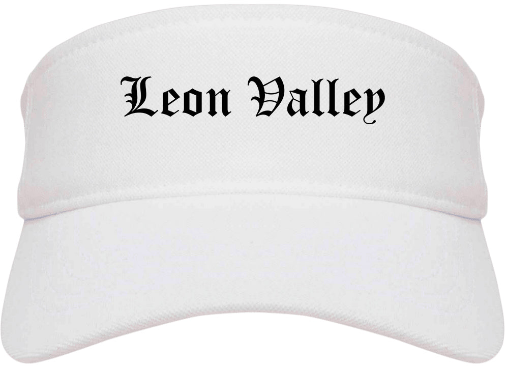 Leon Valley Texas TX Old English Mens Visor Cap Hat White