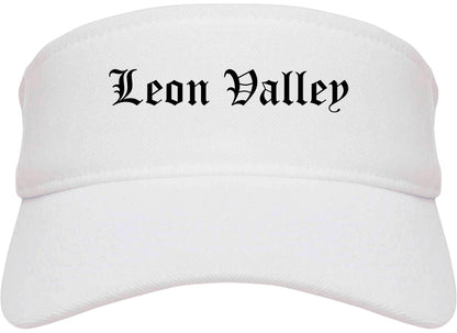 Leon Valley Texas TX Old English Mens Visor Cap Hat White