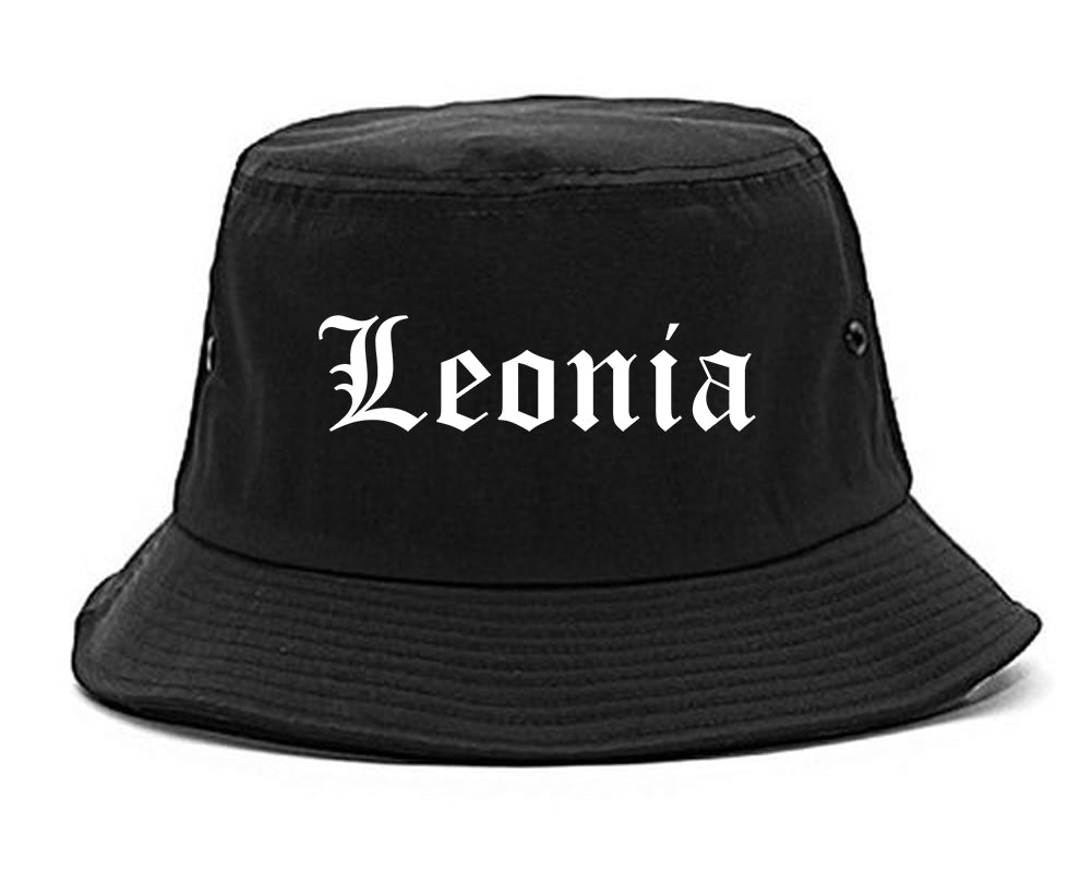 Leonia New Jersey NJ Old English Mens Bucket Hat Black