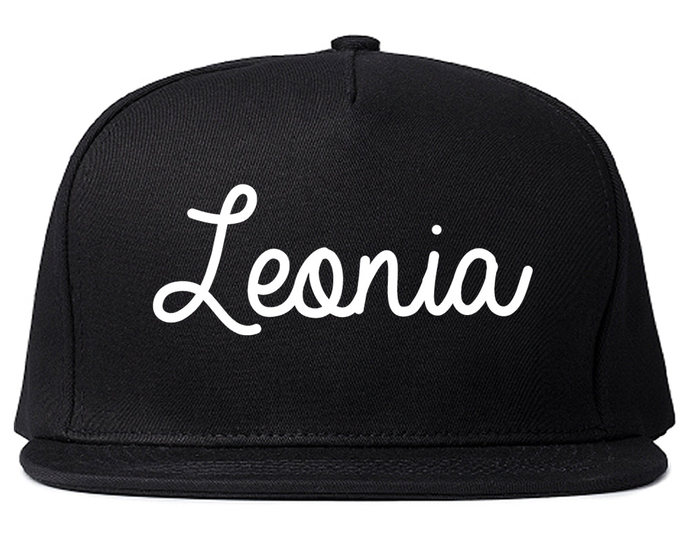 Leonia New Jersey NJ Script Mens Snapback Hat Black