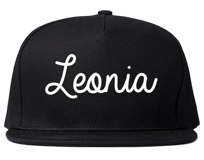 Leonia New Jersey NJ Script Mens Snapback Hat Black