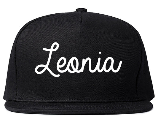 Leonia New Jersey NJ Script Mens Snapback Hat Black