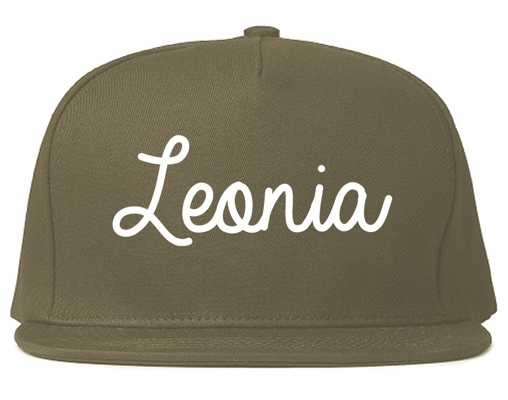 Leonia New Jersey NJ Script Mens Snapback Hat Grey