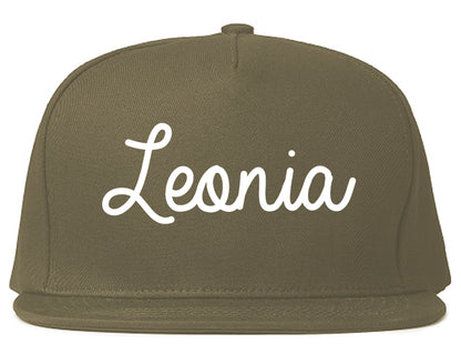 Leonia New Jersey NJ Script Mens Snapback Hat Grey