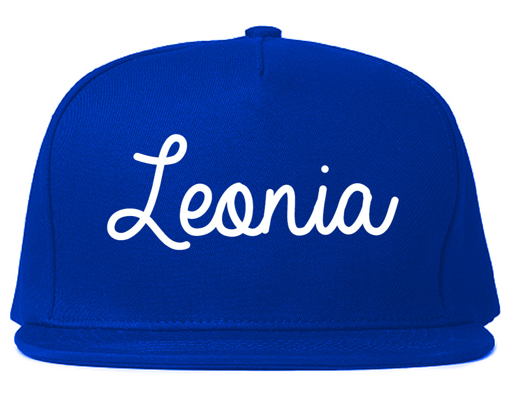 Leonia New Jersey NJ Script Mens Snapback Hat Royal Blue