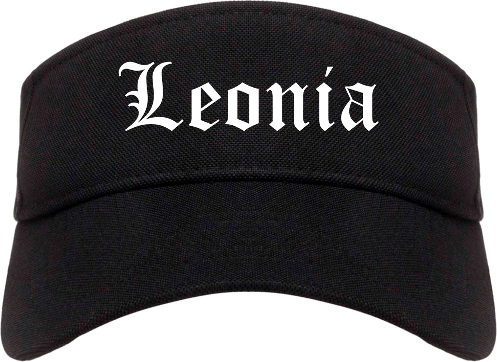 Leonia New Jersey NJ Old English Mens Visor Cap Hat Black