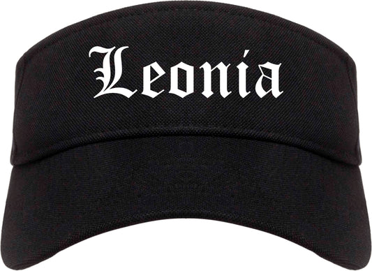 Leonia New Jersey NJ Old English Mens Visor Cap Hat Black