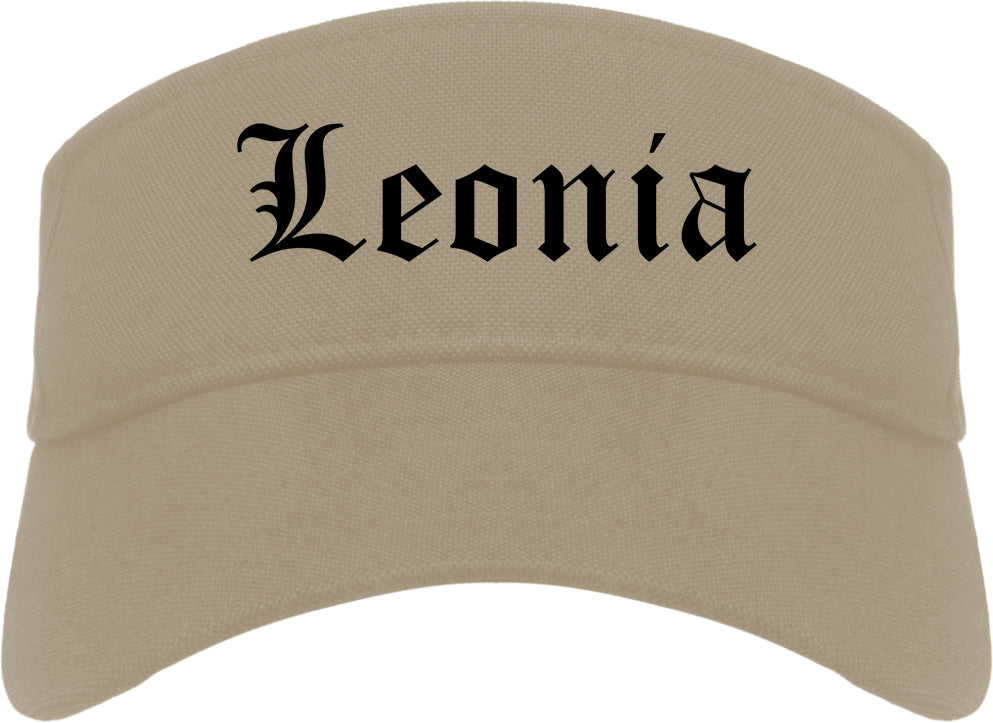 Leonia New Jersey NJ Old English Mens Visor Cap Hat Khaki