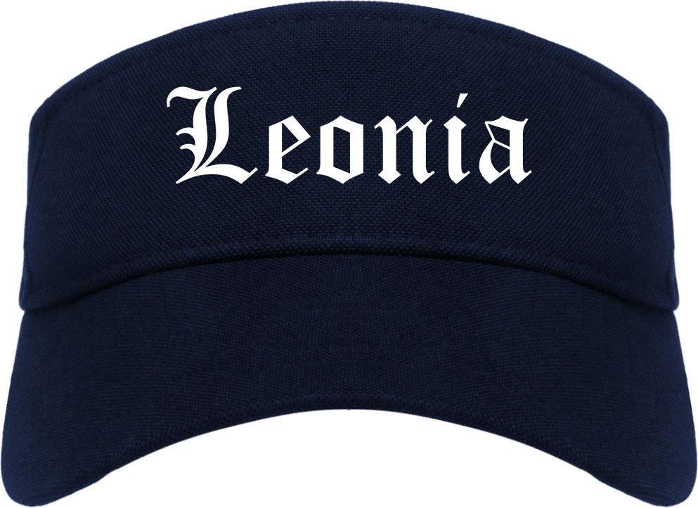 Leonia New Jersey NJ Old English Mens Visor Cap Hat Navy Blue