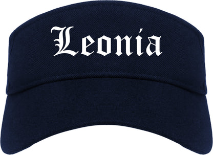 Leonia New Jersey NJ Old English Mens Visor Cap Hat Navy Blue