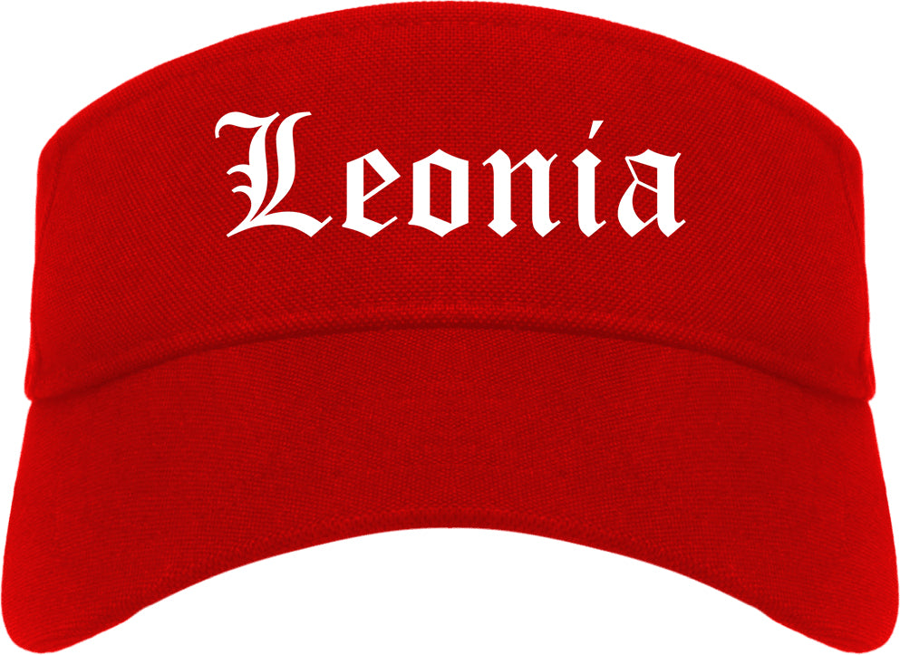 Leonia New Jersey NJ Old English Mens Visor Cap Hat Red