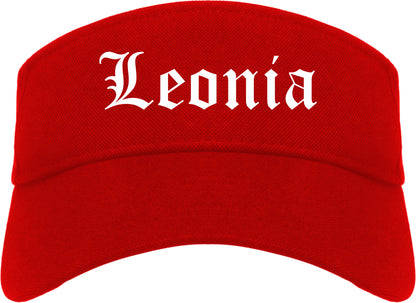 Leonia New Jersey NJ Old English Mens Visor Cap Hat Red
