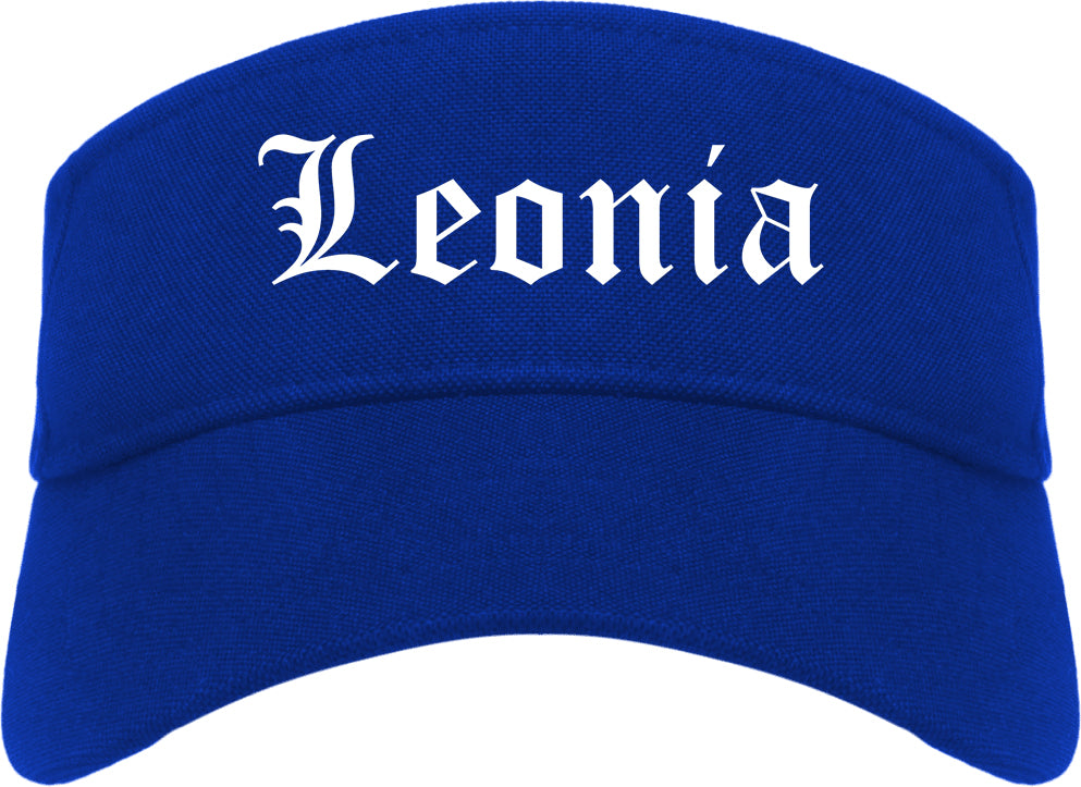Leonia New Jersey NJ Old English Mens Visor Cap Hat Royal Blue