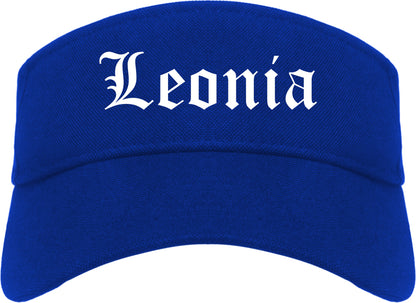 Leonia New Jersey NJ Old English Mens Visor Cap Hat Royal Blue