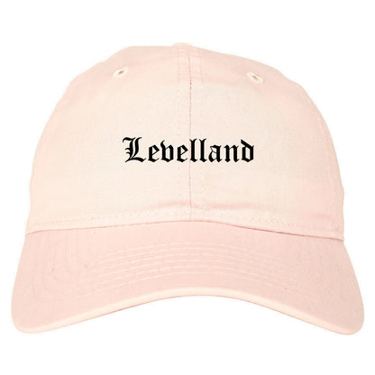 Levelland Texas TX Old English Mens Dad Hat Baseball Cap Pink