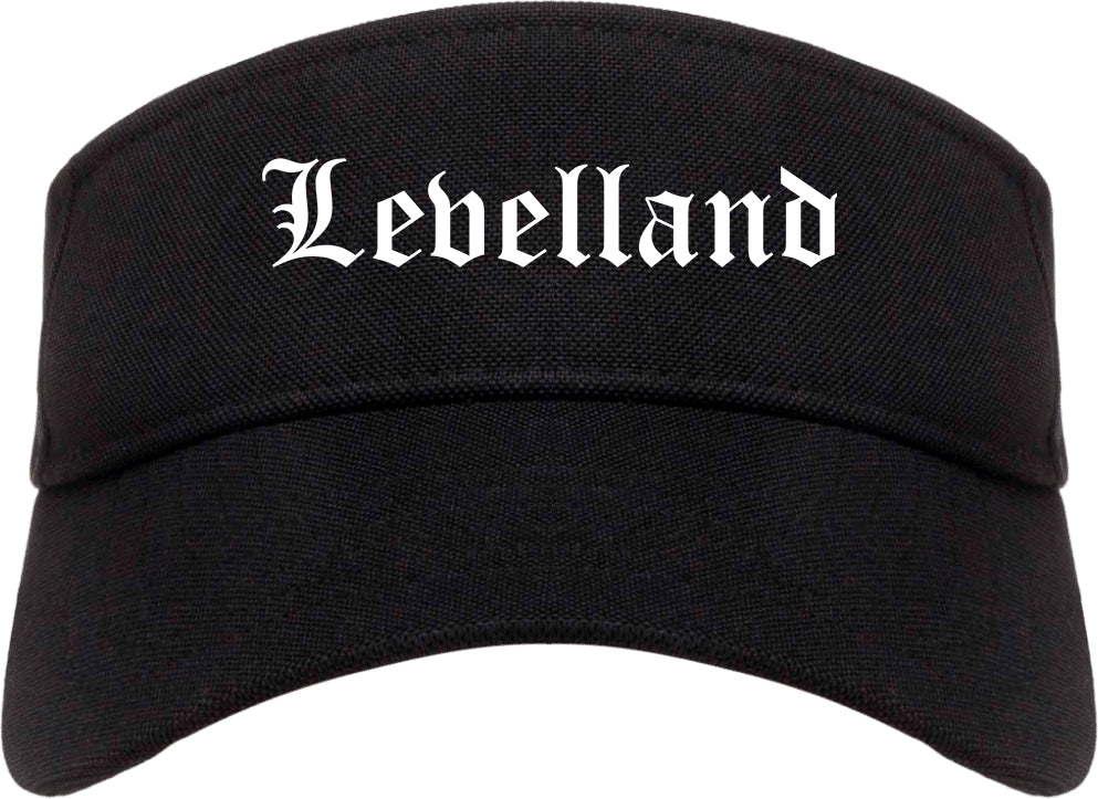 Levelland Texas TX Old English Mens Visor Cap Hat Black