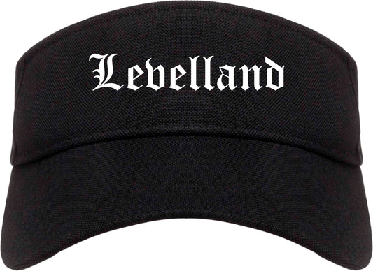 Levelland Texas TX Old English Mens Visor Cap Hat Black