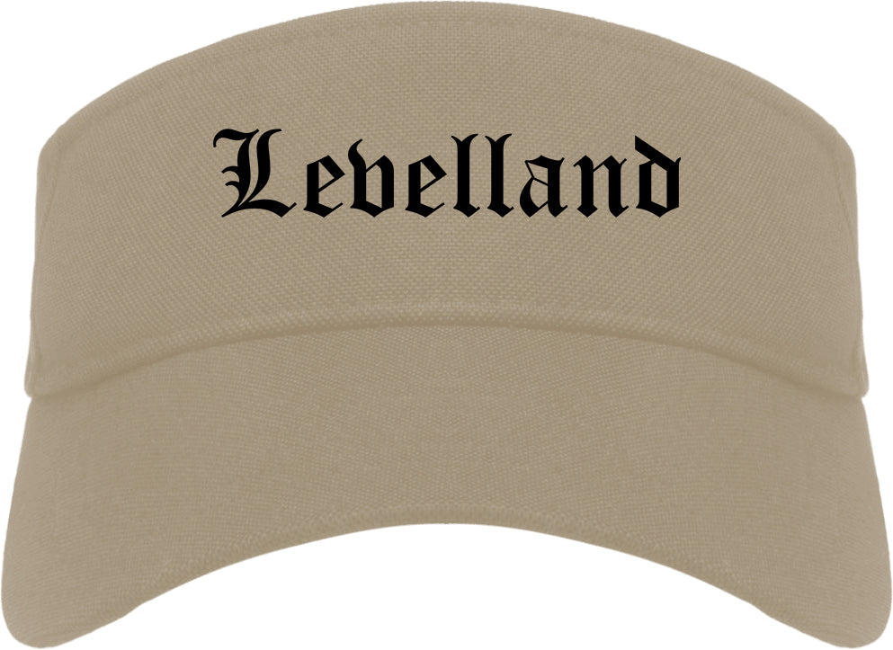 Levelland Texas TX Old English Mens Visor Cap Hat Khaki