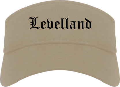 Levelland Texas TX Old English Mens Visor Cap Hat Khaki