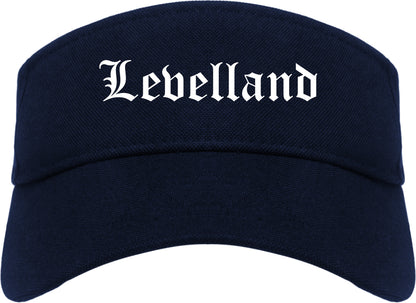 Levelland Texas TX Old English Mens Visor Cap Hat Navy Blue