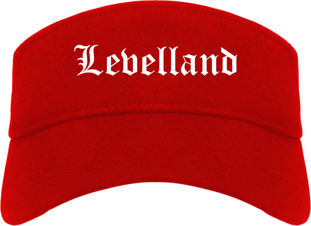 Levelland Texas TX Old English Mens Visor Cap Hat Red