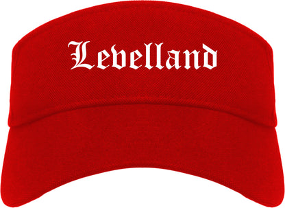 Levelland Texas TX Old English Mens Visor Cap Hat Red