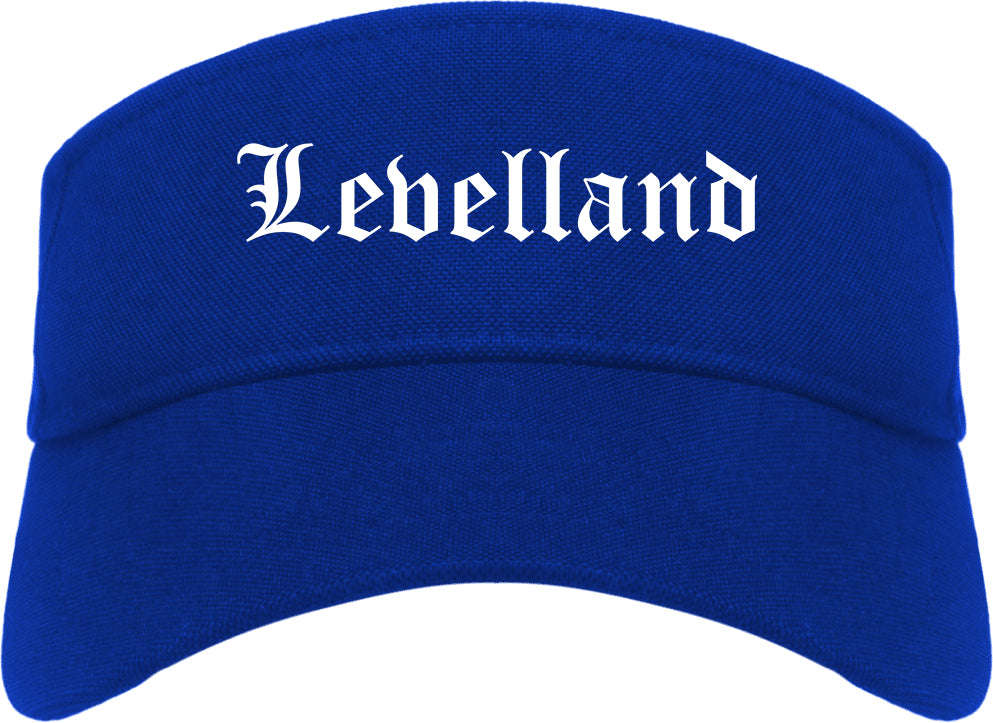 Levelland Texas TX Old English Mens Visor Cap Hat Royal Blue
