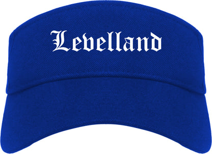 Levelland Texas TX Old English Mens Visor Cap Hat Royal Blue