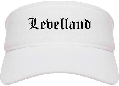 Levelland Texas TX Old English Mens Visor Cap Hat White