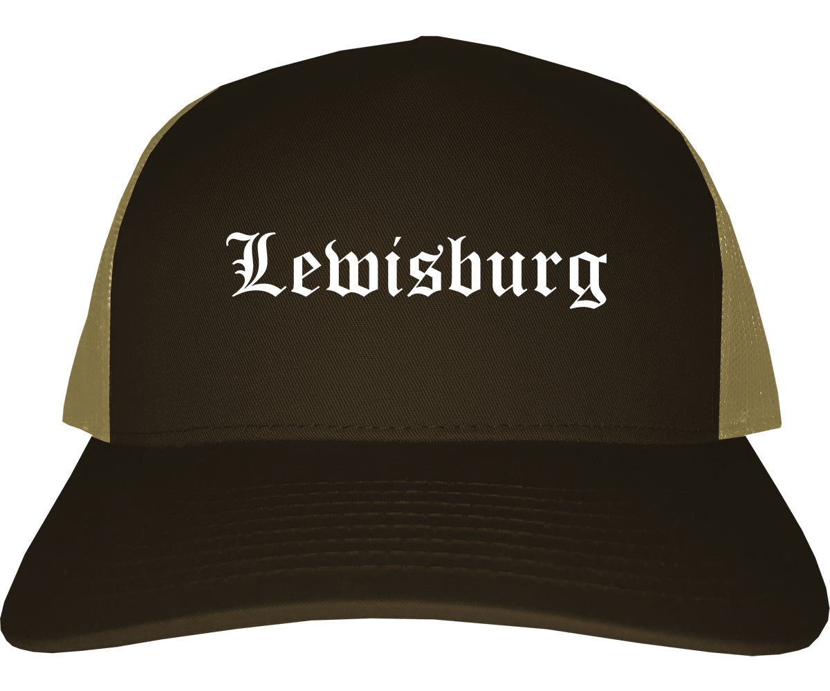 Lewisburg Pennsylvania PA Old English Mens Trucker Hat Cap Brown
