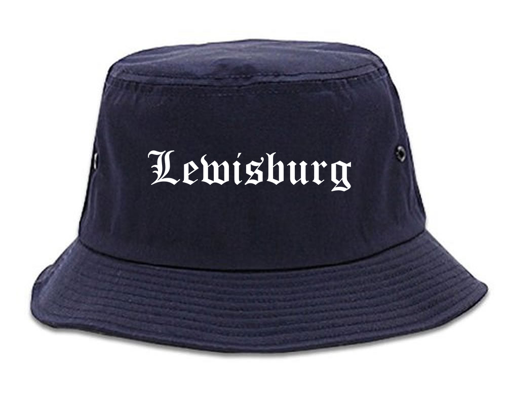 Lewisburg Tennessee TN Old English Mens Bucket Hat Navy Blue