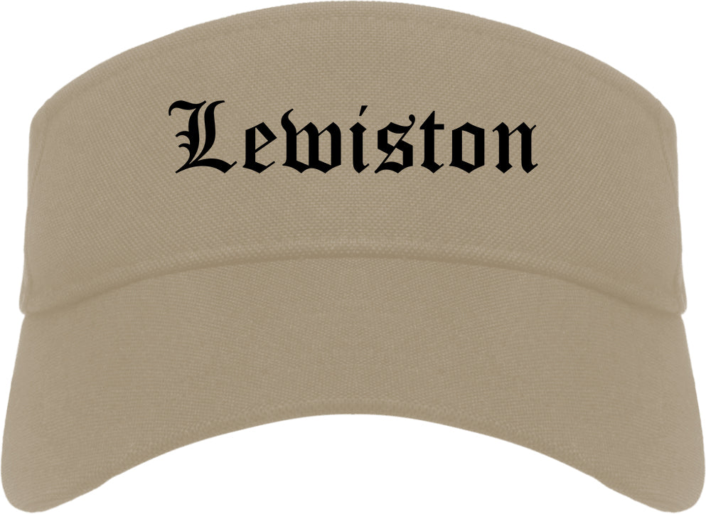Lewiston Maine ME Old English Mens Visor Cap Hat Khaki