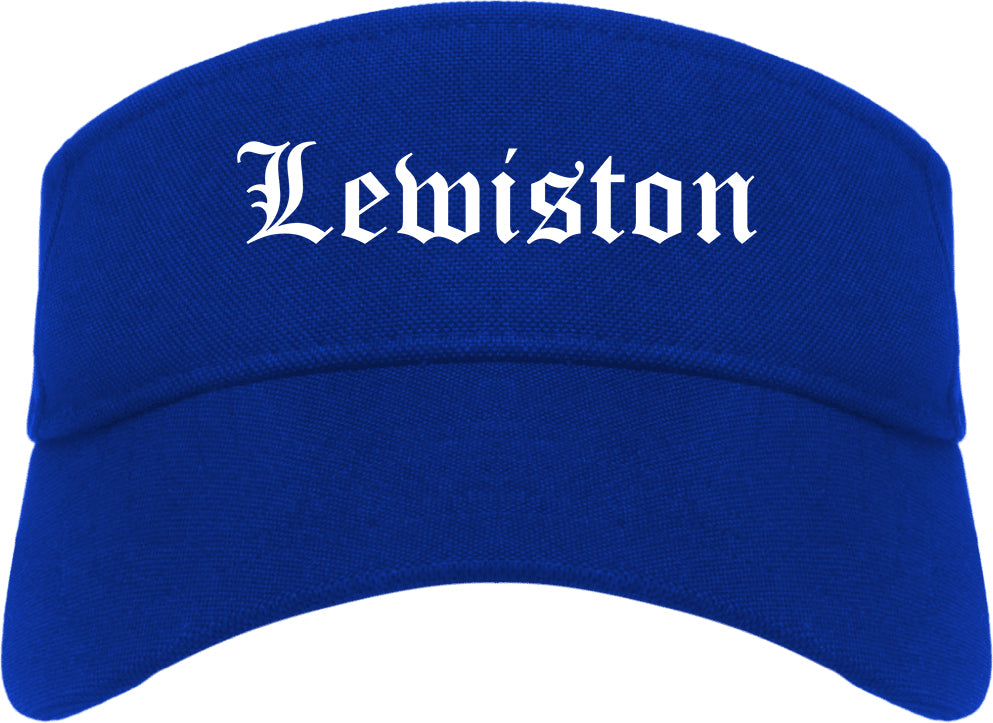 Lewiston Maine ME Old English Mens Visor Cap Hat Royal Blue