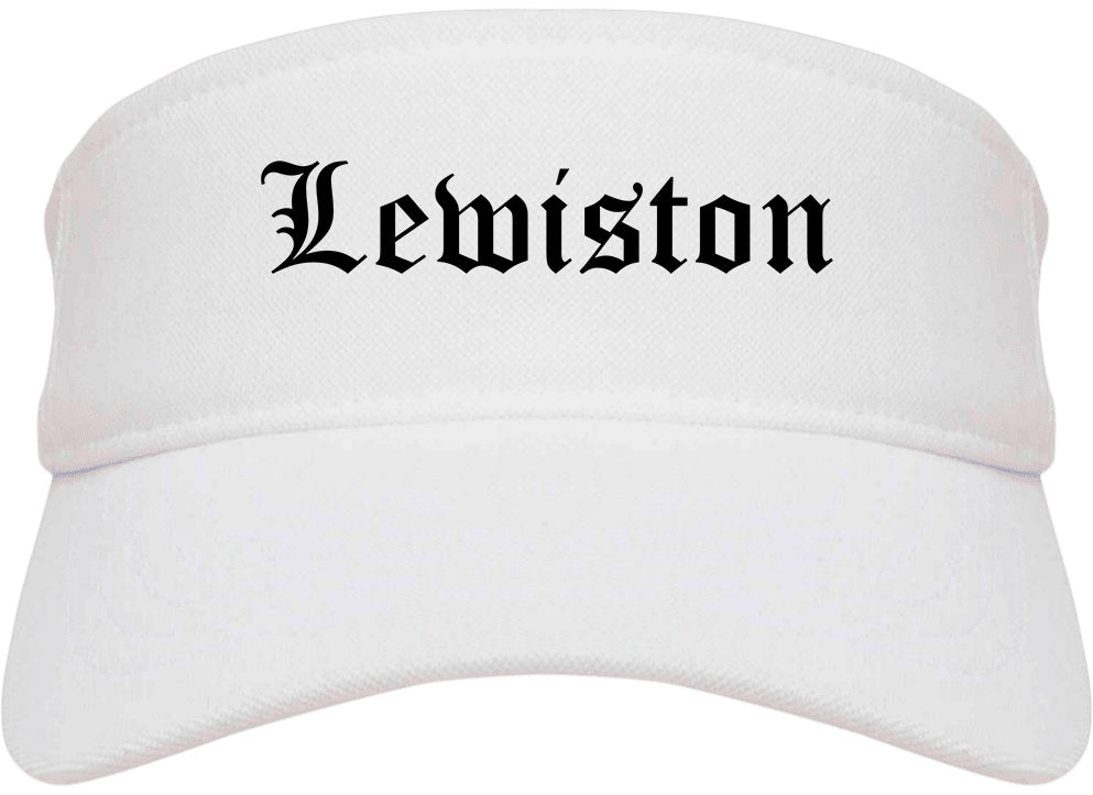 Lewiston Maine ME Old English Mens Visor Cap Hat White