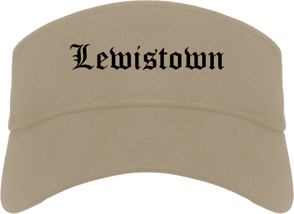 Lewistown Montana MT Old English Mens Visor Cap Hat Khaki