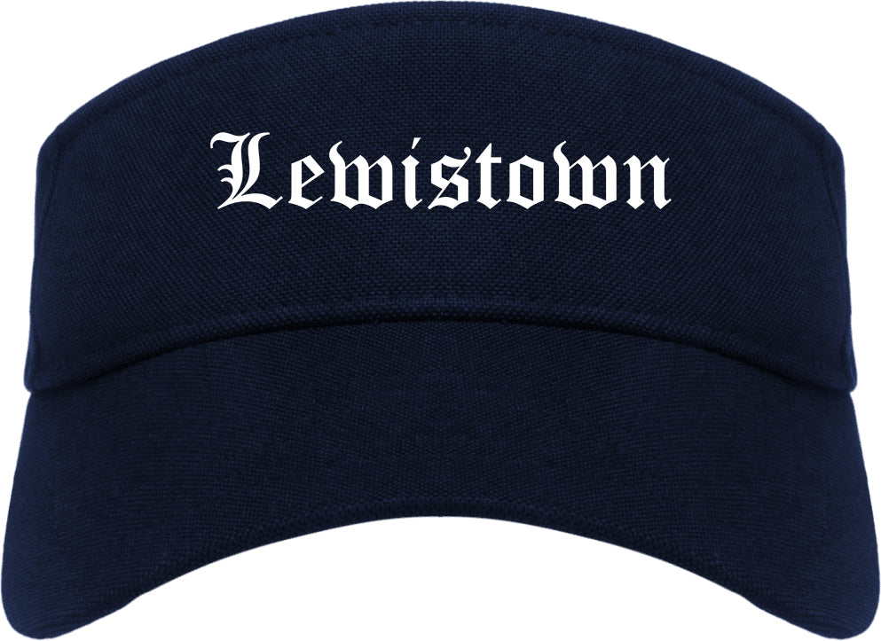 Lewistown Montana MT Old English Mens Visor Cap Hat Navy Blue