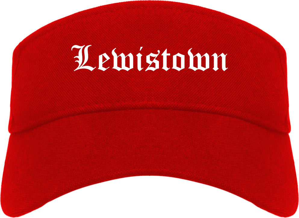 Lewistown Montana MT Old English Mens Visor Cap Hat Red