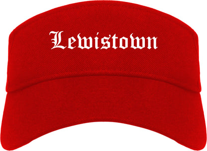 Lewistown Montana MT Old English Mens Visor Cap Hat Red