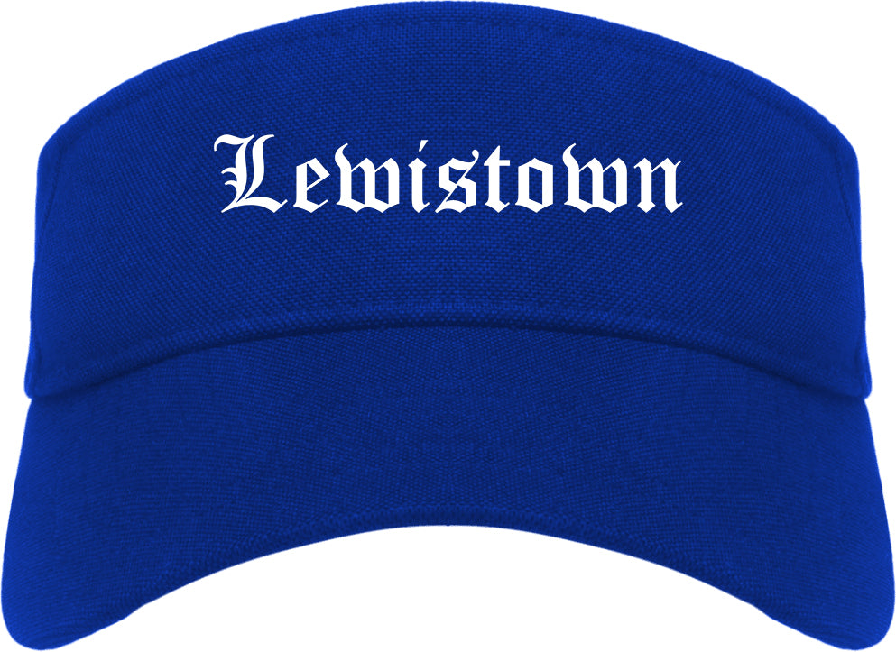 Lewistown Montana MT Old English Mens Visor Cap Hat Royal Blue
