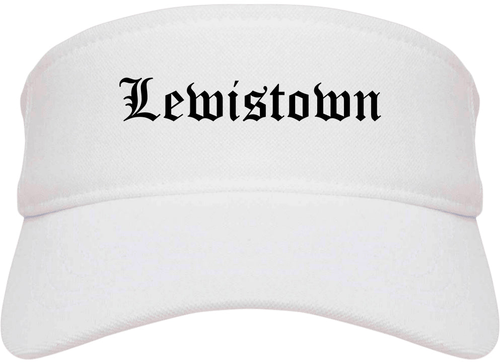 Lewistown Montana MT Old English Mens Visor Cap Hat White