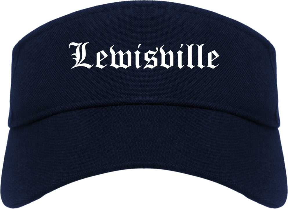 Lewisville Texas TX Old English Mens Visor Cap Hat Navy Blue
